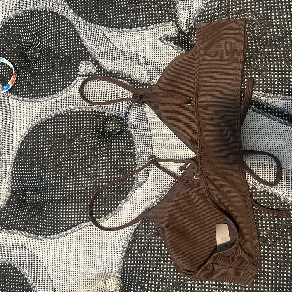 Brown Ruched Bikini Top - Picture 2 of 2